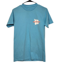 Trader Joe's Employee Short Sleeve Tshirt Blue Hibiscus Logo Size Small Read