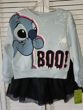 Disney Stitch Sweatshirt And Skirt Set Blue Black Girls Size 4/5 NWT Halloween