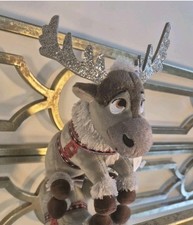 TY Disney Sparkle Sven Reindeer Plush, 8", Grey Multi.