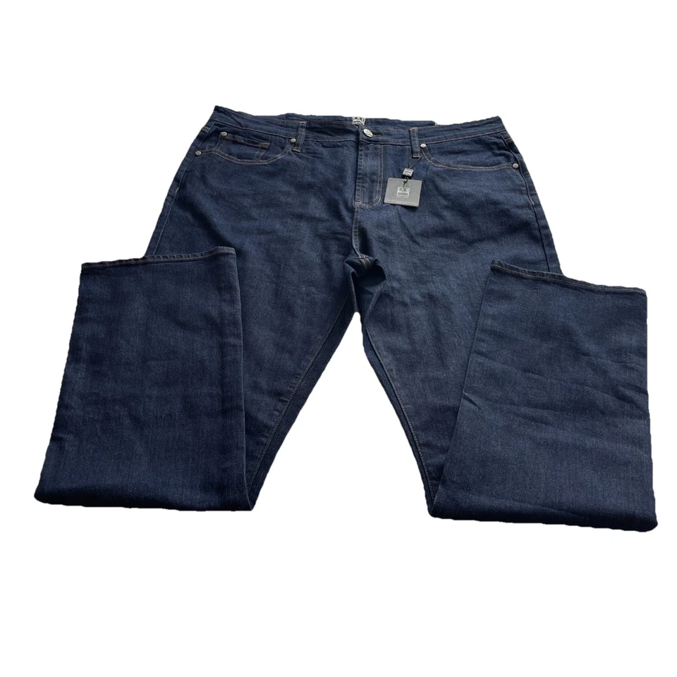 Pantalones de mezclilla Ike Behar para hombre nuevos con etiquetas 38x32 clásicos de pierna recta lavado oscuro precio de venta sugerido por el fabricante 128 USD Foto 4 de 4