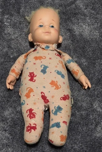 Vintage Mattel Drowsy Baby Doll Pull String Cat Pajamas Does Not Work 1964
