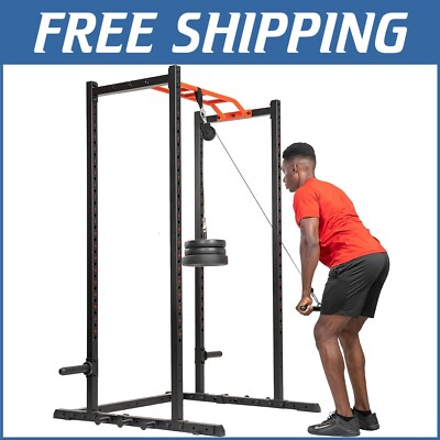 Heavy-Duty Power Cage Upgrade: Lat Pull Down, J Hook, and Dip Bar Attachments=~