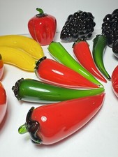 Lot Of 17 Vintage Hand-Blown Glass FRUITS, Vegetables Murano Style MCM FAB