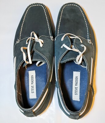 Steve Madden Fathomm Dark Blue Leather Boat Shoes Mens Size  display picture 2