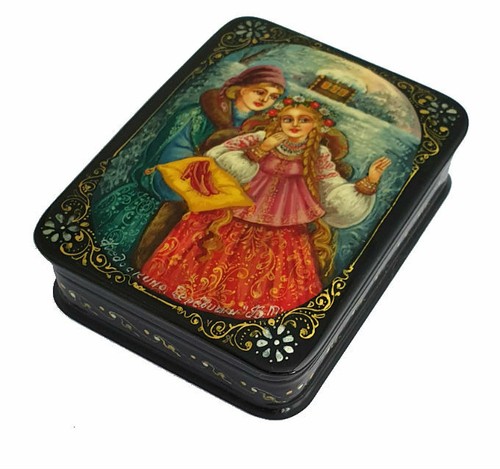 Boite laquée - Conte populaire - Artisanat Russe Fedoskino peinte par Soloviova - Picture 2 of 3