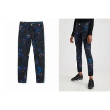 New NWT Desigual Jeans Skinny Splashed Trousers Pantalon Splatter