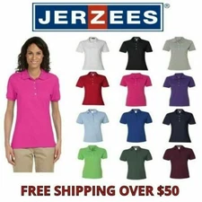 JERZEES Womens SpotShield 50/50 Polo Sport Shirt 437WSR S-2XL Cotton/Polyester