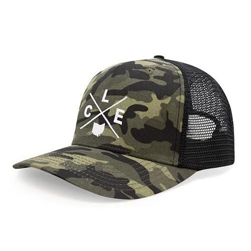 Cleveland CLE Hat for Men Women – Snapback Trucker Baseball Cap (Camouflage)