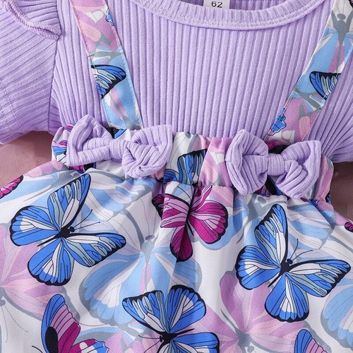 Newborn Baby Girls Floral Butterfly Romper Dress Headband Party Outfits Clothes - Picture 7 of 14