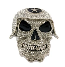 Mens Womens Skulls Skeleton Belt Buckle Rhinestone Silver Metal Star Tattoo New