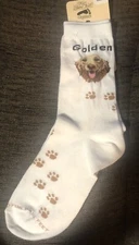 FOR BARE FEET ORIGINALS GOLDEN RETRIEVER  DOG SOCKS MEDIUM Brand NEW U.S.A 