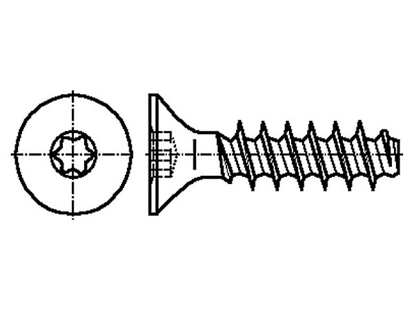 200X M25X6/BN11308 Schraube 2,5X6 Kopf: Senkkopf Torx® Stahl Zink GrößE: TX08 Bo-image