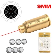 Brass CAL 9mm Red Laser Bore Sight Cartridge Bullet Shap Boresighter W/ Battery
