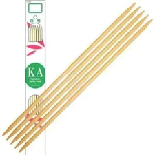 Set of Kinki Ambari Premium Bamboo Double Point Needles US Size 10  8" Long
