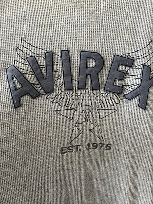 Avirex Y2K Waffle Knit Thermal Embroidered Logo Long Sleeve Shirt 