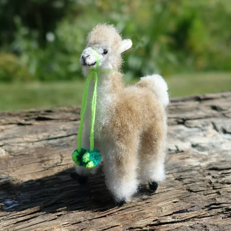 Mini Alpaca Llama Standing Soft Toy, Fleece Fur Fluffy Handmade Gift