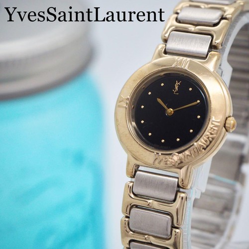 Vintage Yves Saint Laurent Watch Silver & Gold Black Used new battery