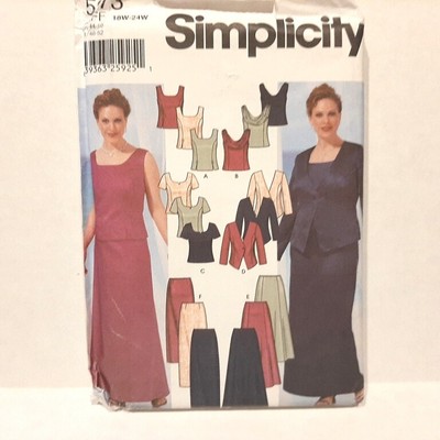Simplicity 5973 Women's Evening Gown Jacket Slim Flared Skirt Top UNCUT Pattern