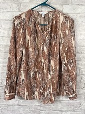 NWOT Nine West Womens Top Button Front Balloon Sleeve Tunic Shirt Blouse Size XS