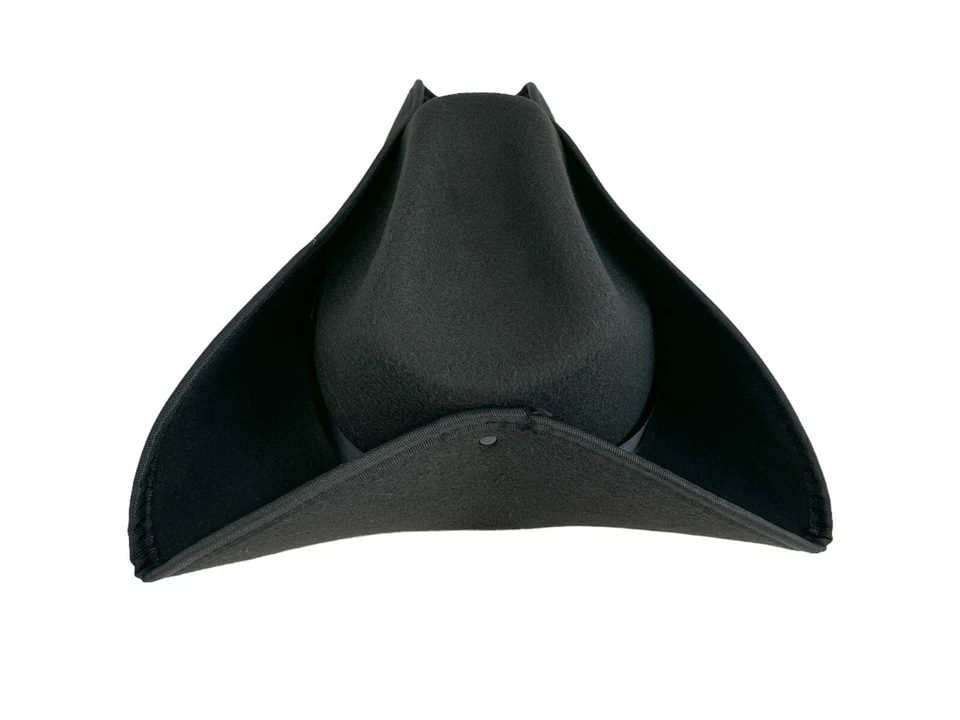 Sombrero Pirata Negro Lana Fieltro Peso Ligero Arrugado Abolladura Corona Calidad Superior Foto 3 de 4