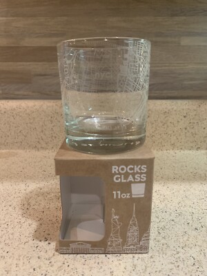 Uncommon Green NYC New York City Etched Map Rocks Glass 11 oz Made in USA