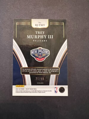 2021-22 Select Trey Murphy III Rookie Auto Patch /99 RPA Purple