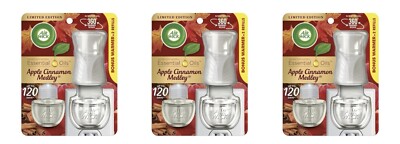 3 Packs Air Wick APPLE CINNAMON MEDLEY Plug In Warmer & 6 Refills Essential Oil