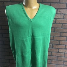 Vintage Sportswear Sears Size L Mens Green Sweater Vest USA Made Grandpa A2-22
