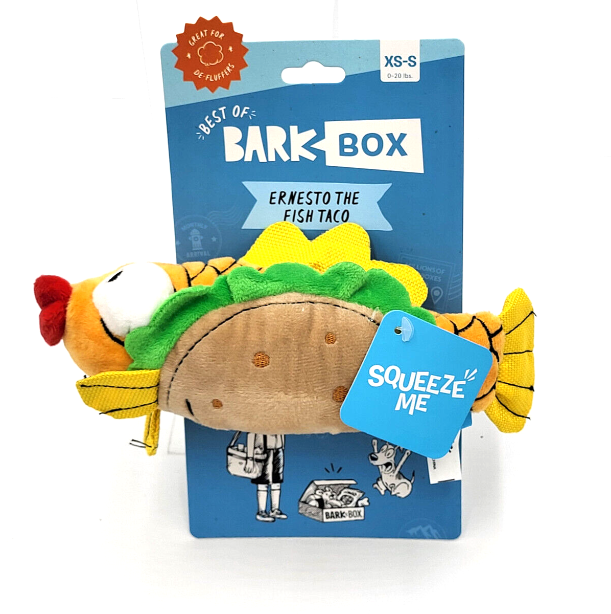 bark box fish taco BARK BOX Ernesto The Fish Taco Plush Squeaky Tug & Shake Dog Toy 9
