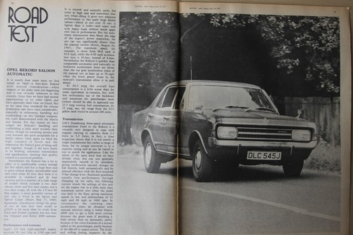 Original 1971 Motor mag road test No 32/71: OPEL REKORD SALOON AUTOMATIC