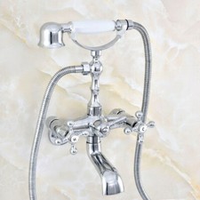3-3/8" Chrome Wall Mount Clawfoot Bathroom Tub Faucet Hand Shower Mixer Tap