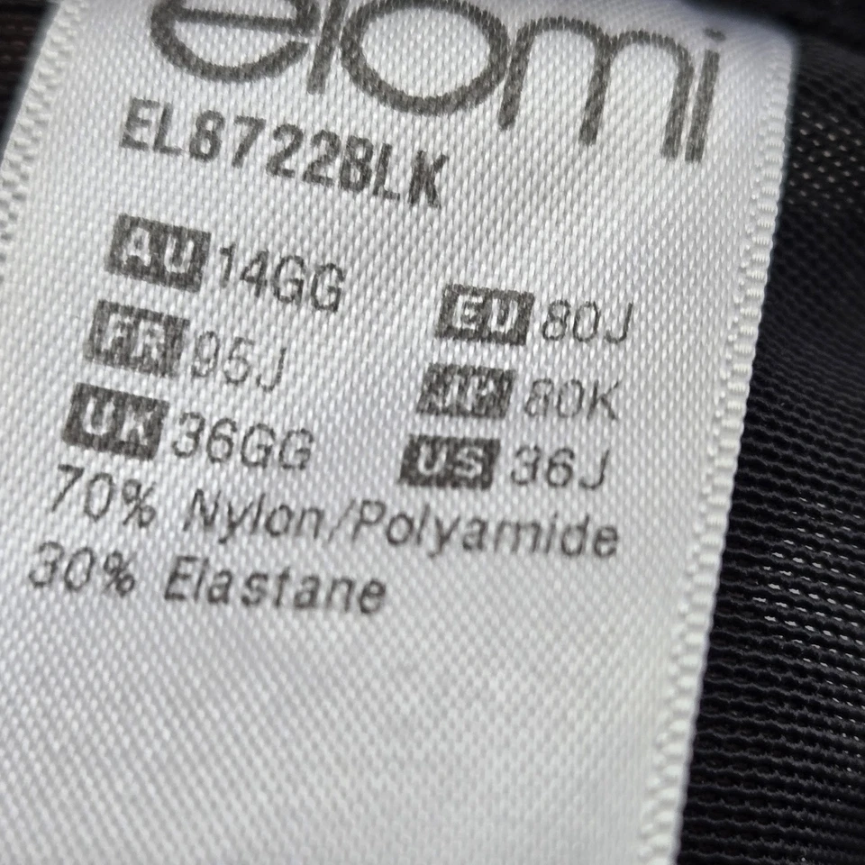 Elomi Women Bra 36J Black EL8722BLK T Shirt Underwired Bow Strap - Image 4 of 4