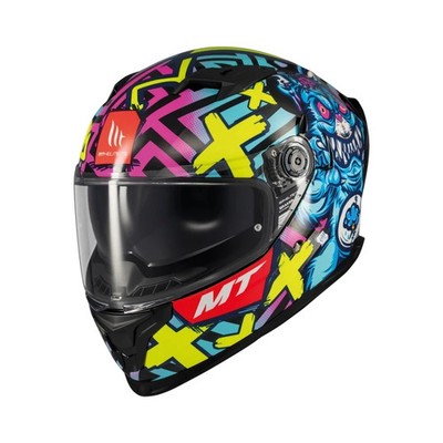 MT Braker Dual Vision Motorradhelm Crazt Teddy Grafikdesign Glanz Helm