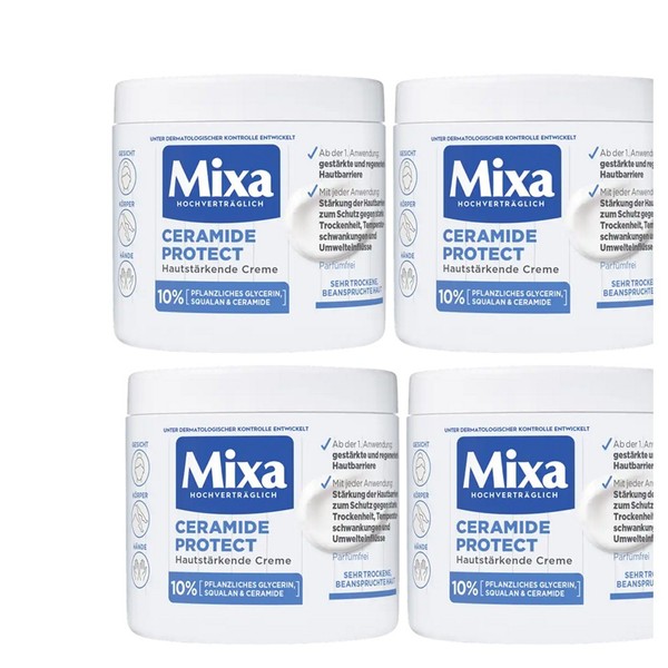 4 X Mixa Ceramide Protect HautstäRkende Creme 10% Clycerin | Sehr Trockene Haut-image