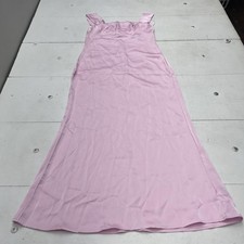 SHEIN Dress Womens Medium Pink Satin Maxi Sleeveless Wide Strap Formal Evening
