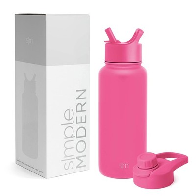 Water Bottle Vacuum Insulated 32oz Stainless Steel Raspberry Vibes Simple Modern