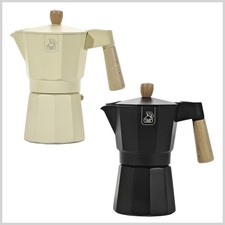 CAFFETTIERA MOKA ALLUMINIO 6 TAZZE MANICO POMELLO LEGNO FAGGIO NO INDUZIONE