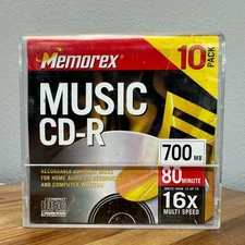Memorex Music CD R 10 Pack Recordable Compact Discs 700MB 80 Min 16X Multi Speed