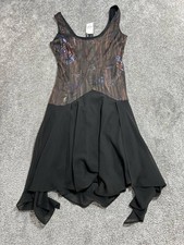 Vintage Y2k Versace Mini Dress Womens 28 Black Drop Waist Asymmetrical Hem