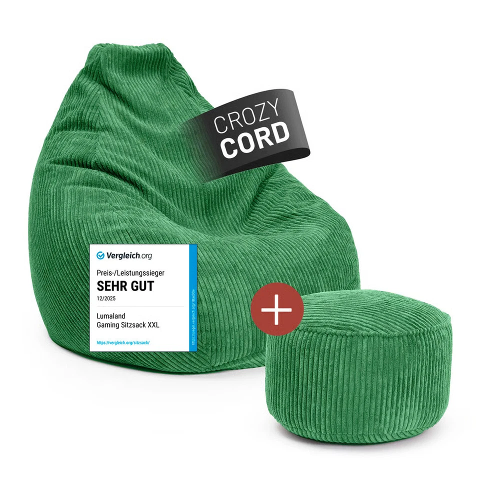 LUMALAND Sitzsack Hocker Set Cord mit Füllung EPS Perlen Beanbag Sessel Pouf - Bild 1 von 1