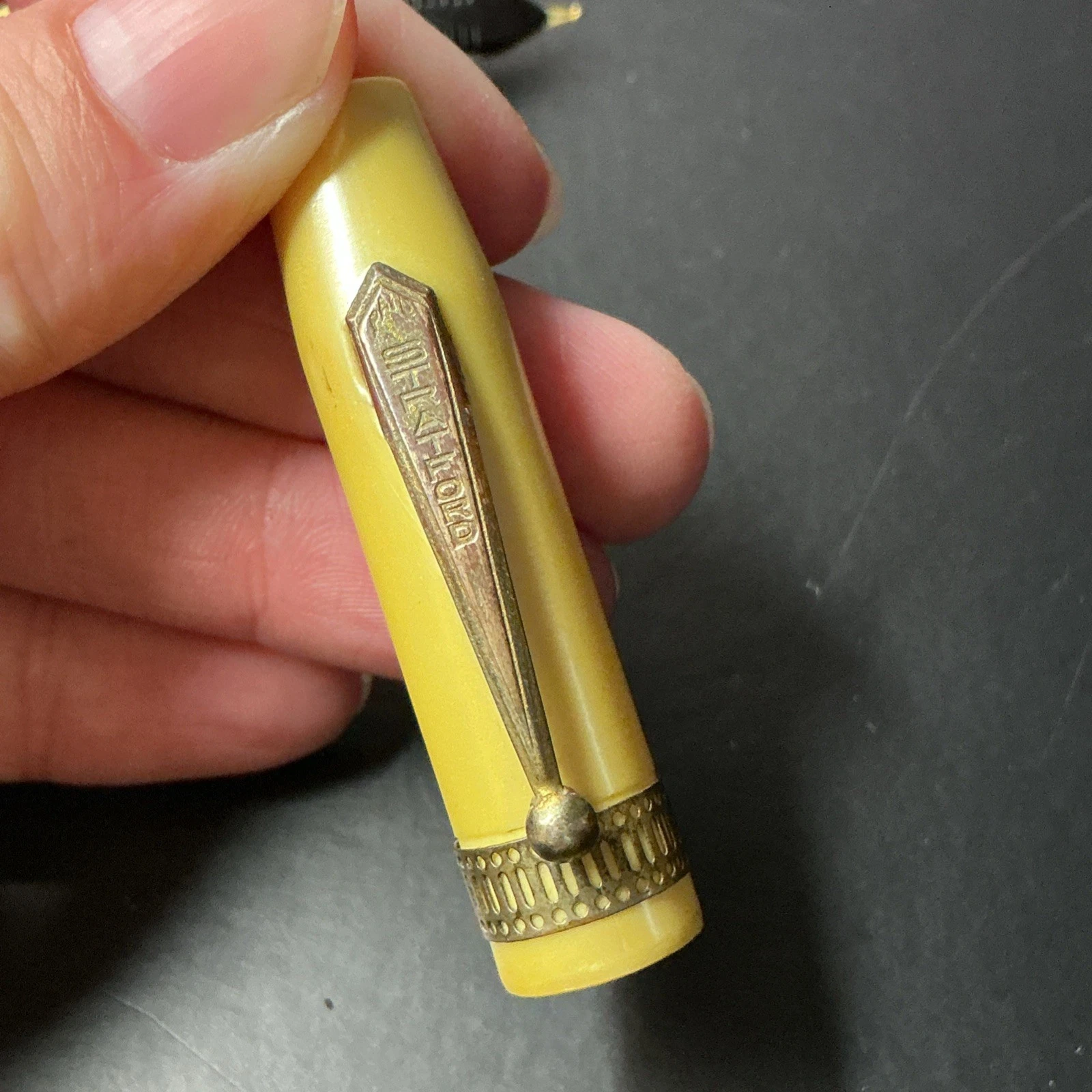 Vintage 1930s-40s Stratford Rare Yellow Celluloid Fountain Pen -Lever Filler 14K - product detail image 6