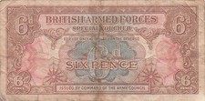 UK / BAF  6  Pence  ND. 1946  1st. Series  Circulated Banknote BI