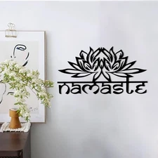 DUOOLN Metal Mandala Wall Decor,Black Modern Lotus Flower Black-Lotus 