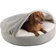 Cozy Cave Dog Bed with Cover Cave for Small Pets, Gray, 23 x6.5