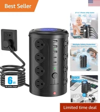 Heavy Duty Power Strip with 16 Outlets, 5 USB Ports & Surge Protection Features