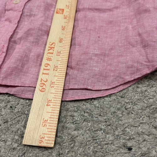 Brooks Brothers Baird McNutt Linen Shirt Mens 2XL Pink Short Sleeve Button Down - Picture 4 of 8