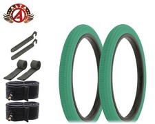 ALTA BICYCLE HIGH PERFORMANCE WIRE BEAD TIRES 18" X 1.95 GREEN BMX 8PC SET.