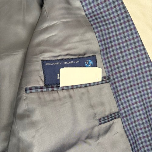 Blazer Tom James Royal classico uomo blu a quadri a quadri due bottoni taglia 46 - Foto 5 di 13