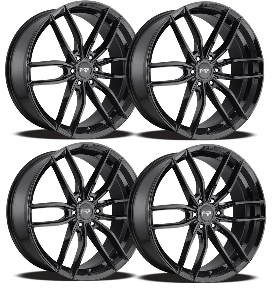 22 6X120 CUSTOM WHEEL & TIRE PACKAGE SET ALL SEASON NEW GLOSS BLACK LEXANI Foto 2 de 4