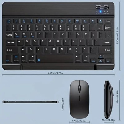 Wiederaufladbare kabellose Bluetooth Tastatur & Maus Combo - Ultra Slim Silent Tippen 